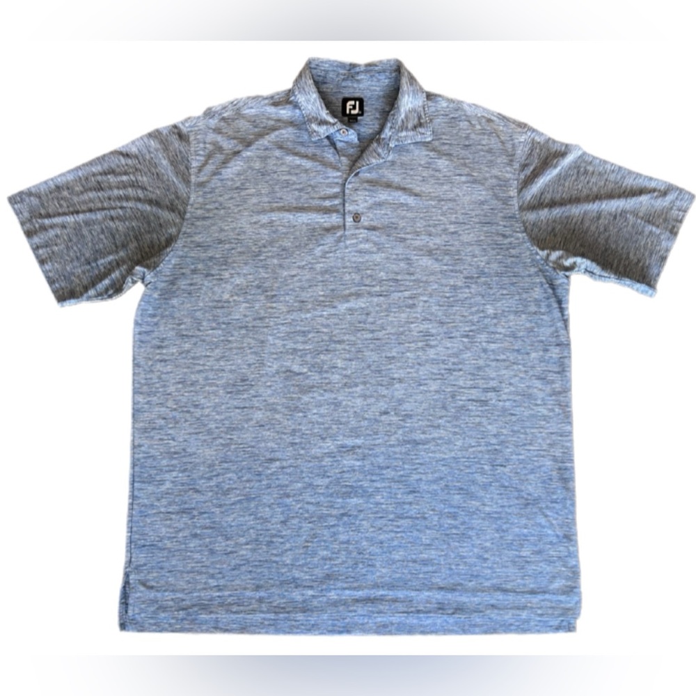 FJ Footjoy Polo Shirt Mens 2XLarge Heathered Blue Athletic Short Sleeve Golf